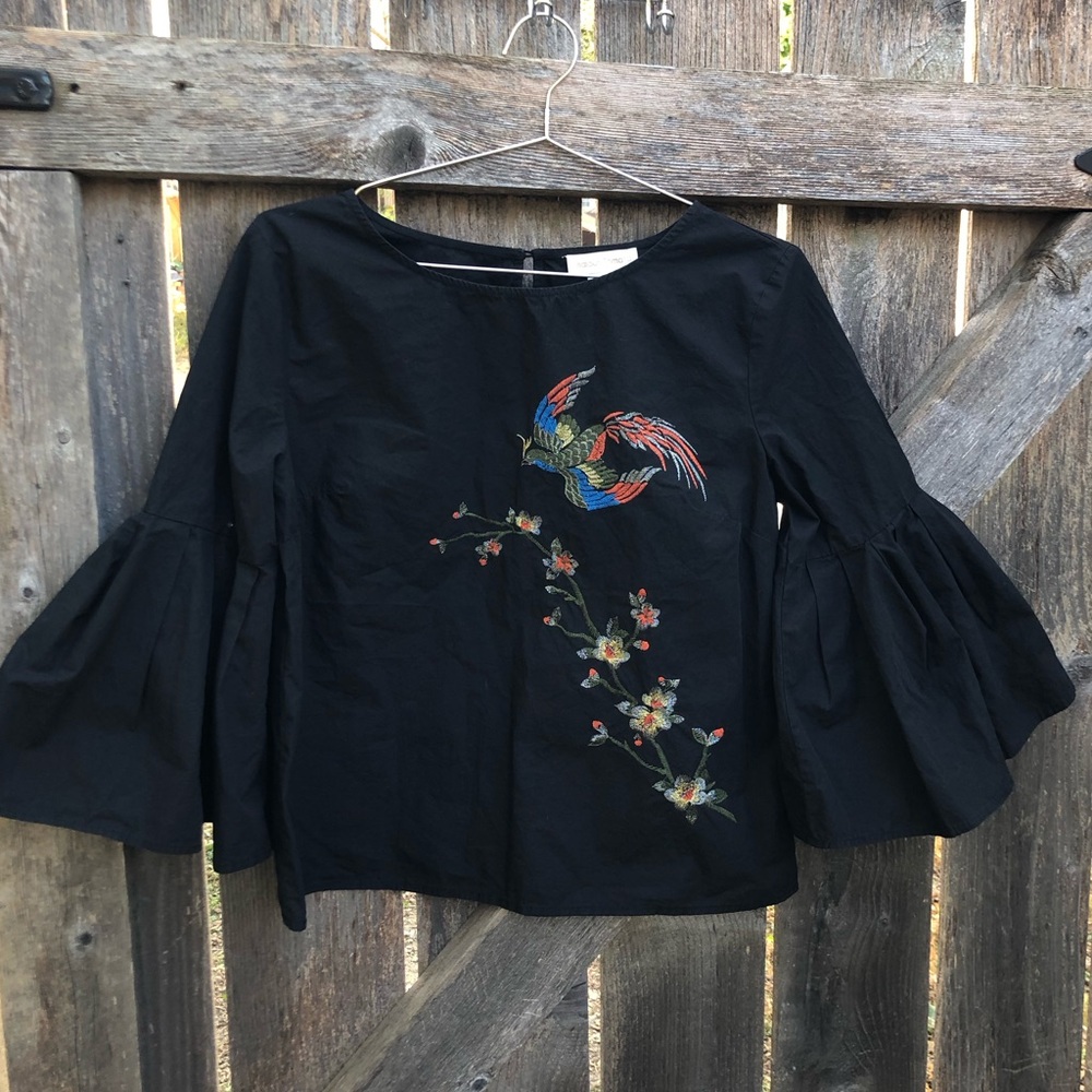 Ruffle Sleeves Embroidered Jealous Tomato blouse